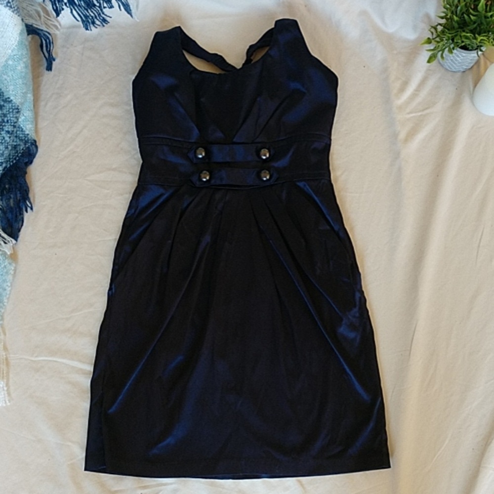 ✨3/$50 Navy Satin Sailor halter dress
